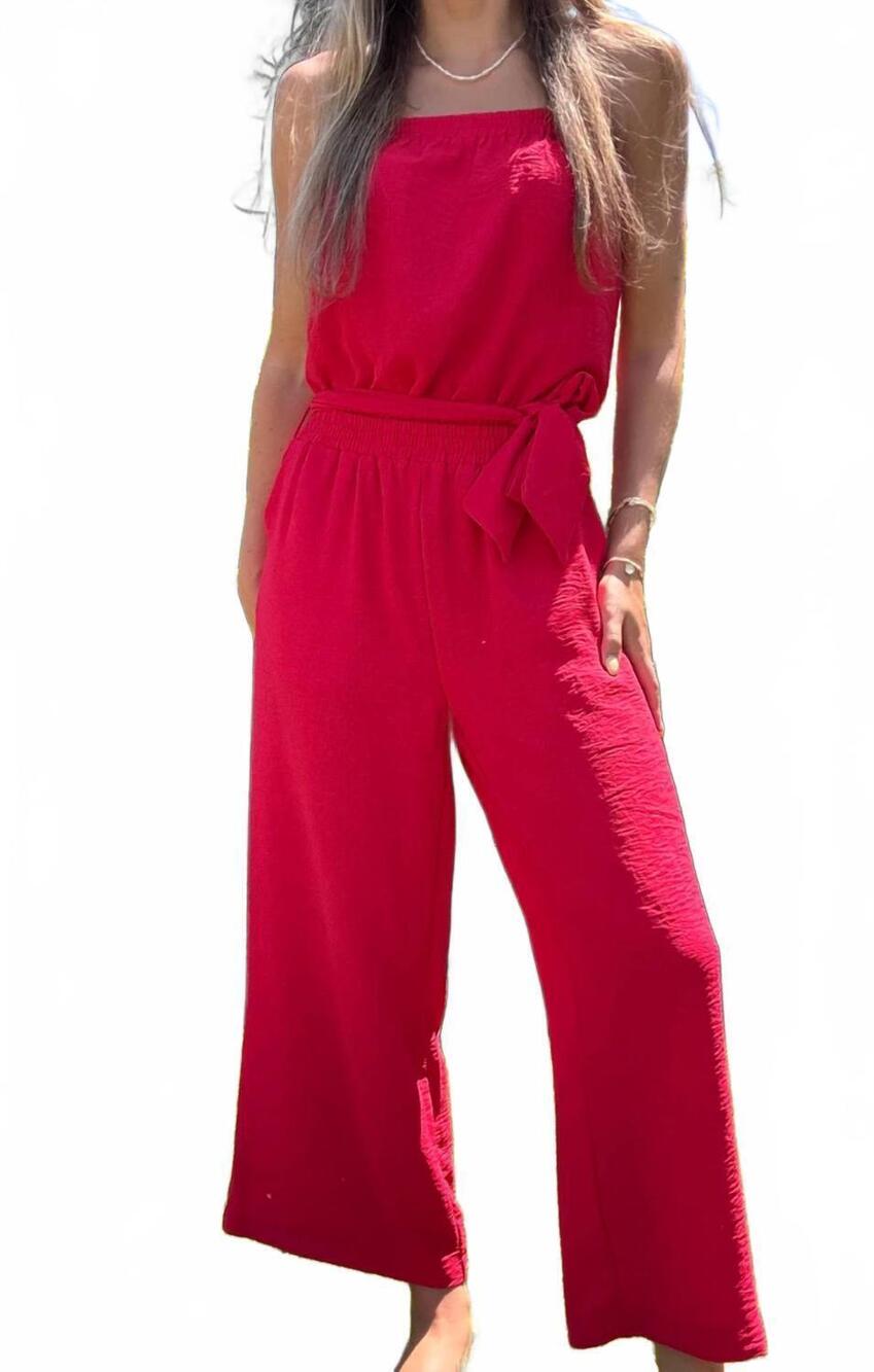 NEW BISHOP + YOUNG free spirit strapless jumpsuit in cherrywood
